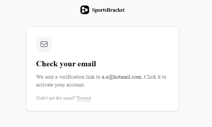 The Check your email screen shown after creating an account